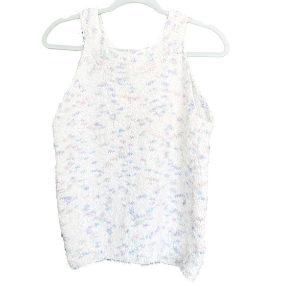 Vintage Handmade Knitted Wool Confetti Pastel Tank Top Sweater Sz M - Picture 2 of 4